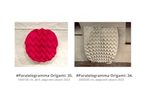 two pieces of paper with the words 'paradigma origami' on them